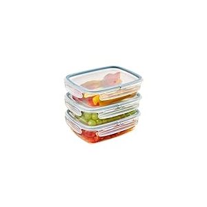 Snips, SnipsLock, Boîte de conservation Rectangulaire, Boite Rangement Frigo 1,40 Lt, 3 pcs, 4 Fermetures de sécurité, 23,5 x 18,5 x 11 cm, Made in Italy