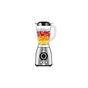 Uten Blender à Smoothie 2 L, Mixeur de Cuisine 1800 W, Glace Pilée, Smoothie, Impulsion et 18 Vitesses, Bocal en Verre, Boîtier en Acier Inoxydable, Lame à 6, Grains de Café Moulus