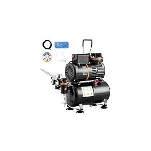 VEVOR Kit d'aérographe professionnel, pistolet 0,3 mm, compresseur d'air à double ventilateur avec réservoir de stockage d'air de 3,5 L, support, brosses de nettoyage, pour art de l'ongle, maquillage