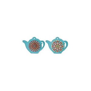 Vacchetti Lot de 4 sous-Verres en céramique Bleu Clair, Multicolore, Petit