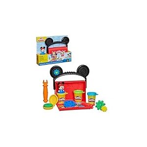 Play-Doh Disney Junior Mon Garage avec Mickey Mouse, Coffret de pâte à Modeler, Loisirs créatifs, Jouets préscolaires pour Enfants, dès 2 Ans