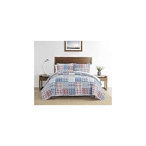 Nautica - Parure de lit Double en Coton pour Toutes Les Saisons, l&eacute;g&egrave;re et r&eacute;versible, Indispensable pour dortoir (Bleu raeford, lit Simple)