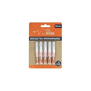 Kit 5 Brossettes Interdentaires 0,8mm - Nettoie les Espaces Interdentaires en Douceur - Nettoyage Dentaire Efficace - Accessoire Nettoyant Plaque Dentaire, Hygi&egrave;ne Bucco-Dentaire Feel Natural