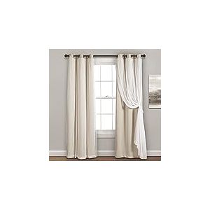Lush Decor Paire de Rideaux Transparents à œillets avec Doublure occultante Isolante, 96,5 x 213,4 cm (l x L), blé – Rideaux occultants élégants pour Chambre à Coucher