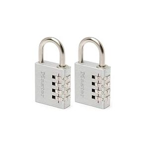 Master Lock 7640EURD Cadenas &agrave; Combinaison Programmable en Aluminium, gris, 4 x 7,8 x 1,5 cm (Lot de 2)