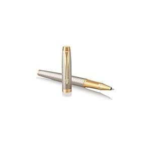Parker IM stylo roller IM | argent premium (Warm Silver) | pointe fine | encre noir | coffret cadeau