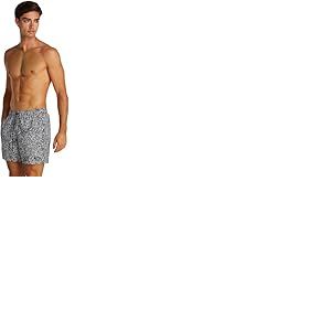 Calvin Klein Slip de Bain Homme Medium Drawstring-Print avec Logo, Multicolore (Black Granite AOP), L