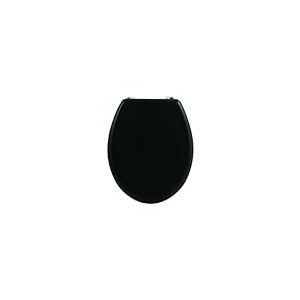 MSV - Abattant WC MDF CL&Eacute;O - Charni&egrave;res Inox - 42.5 x 36.5 x 1.6 cm - Noir Mat - R&eacute;sistant &agrave; l'humidit&eacute; - Facile &agrave; nettoyer - Convient &agrave; la plupart des toilettes standard