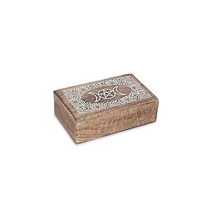 Ajuny Bo&icirc;te de Rangement D&eacute;corative en Bois Faite &agrave; la main pour Bijoux Motif &eacute;toile et Lune Porte Bijoux Coffre au Tr&eacute;sor Organisateur de Colliers Bo&icirc;tes de Montres Meilleur Cadeau - 8X5 pouces