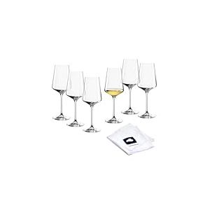 LEONARDO HOME Lot de 6 verres Riesling Pucini - Avec chiffon de polissage - Verres à vin lavables au lave-vaisselle (400 ml) - Résistants aux chocs et adaptés à un usage quotidien - 040992