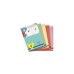 Clairefontaine 327025C Linicolor ESSENCE Un Bloc de fiches de révision à Spirale - A5 14,8x21 cm - 50 Fiches Petits Carreaux - Papier Blanc 240 g - Couverture Polypro Transparent Couleur aléatoire