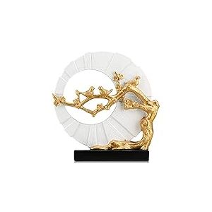DOVDOV D&eacute;coration d'int&eacute;rieur Blanche et dor&eacute;e, Statue d'oiseau, d&eacute;coration d'int&eacute;rieur Moderne dor&eacute;e pour la Maison, Le Salon, la Table Basse, Le Meuble TV, Le Couloir, Les &eacute;tag&egrave;res d&eacute;cor&eacute;es de