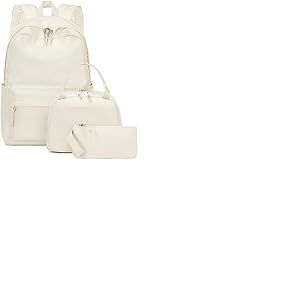 Bluboon Bookbags Sac &agrave; dos d'&eacute;cole pour ordinateur portable pour adolescentes filles lyc&eacute;e, beige, Large, Classique