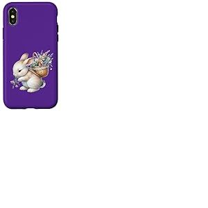 Cottagecore Breloque aquarelle Lapin avec panier de fleurs Coque pour iPhone X/XS