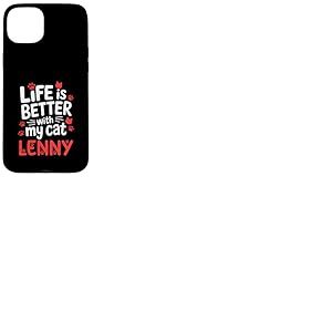 Nom du Chat Lenny Life is Better with My Cat Lenny Coque pour iPhone 15 Plus