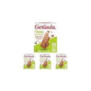 Gerlin&eacute;a - Encas Crousti Chocolat au Lait et C&eacute;r&eacute;ales - Gaufrette Croustillante pour un Encas Gourmand - Source de Fibres - 6 barres Crousti - 120g (Lot de 4)