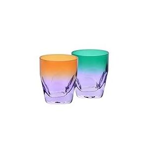 Krosno &ndash; Verres &agrave; Whisky 260 ml, Lot de 2 &ndash; Collection Aurora &ndash; Peints &agrave; la main &ndash; Cristal sans plomb &ndash; Pour Bourbon, Rhum et Cocktails &ndash; Cadeau &ndash; Orange et Violet