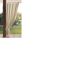 Eurofirany Garden Rideau Ext&eacute;rieur avec Onglet en Haut - 1 pc. Rideau Imperm&eacute;able, Coupe-Vent, Fermeture Velcro, Rideau pour Pergola, Gazebo, Terrasse, Pavillon, 155x260 cm, Beige Clair