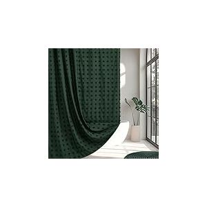 Rideau de Douche en Tissu tissé de Style Rustique et bohème – 183 x 183 cm – Rideau de Douche touffeté à Motif Floral texturé Moderne et Minimaliste avec Crochets pour Salle de Bain, Vert Chasseur