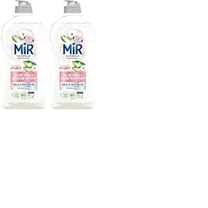 Mir Vaisselle - Soin Aloe Vera & Fleur de Coton - Respect des Peaux Sensibles - Dégraissant - Sans Conservateurs - Sans Allergènes Parfum - Marque Préférée des Français - Bouteille de 450 ml