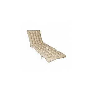 Atout Ciel Coussin matelass&eacute; Bicolore pour Bain de Soleil, transat en Tissu d&eacute;perlant 190x60cm, Beige imprim&eacute;/Beige Uni