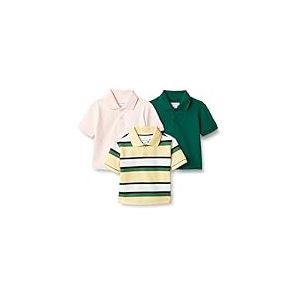 Amazon Essentials Polo en Coton avec Élasthanne Bébé Garçon, Lot de 3, Rayure Large/Rose Pâle/Vert Foncé, 3-6 mois