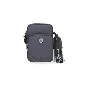 Pepe Jeans Corin Sac à bandoulière pour téléphone Portable Gris 11 x 17,5 x 4 cm Polyester et PU 0,77 l by Joumma Bags, Gris, Talla única, Sac à bandoulière pour téléphone Portable