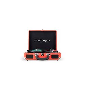 PRIXTON Platine Vinyle VC400, Tourne-Disque Vintage avec Bluetooth, Lecteur et Convertisseur des vinyles, 2 Haut-parleurs intégrés, Design Mallette, 3 Vitesses 33/45/78, Couleur Rouge