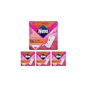 Nana Ultra Régulier Serviettes Hygiéniques Flux Modérés, 16 unités (Lot de 4)
