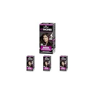 Schwarzkopf - Kit Racines - Coloration Racines Cheveux Permanente - Enrichie d’une huile nourrissante - Couverture Cheveux Blancs - Retouche entre 2 Colorations - Châtain Foncé R4 (Lot de 4)