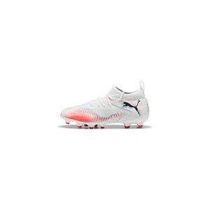 PUMA Future 8 Match FG/AG Jr Chaussures de Football Unisexes pour Enfant, Puma PUMA Blanche, Noire, Rouge éclatante, 35.5 EU