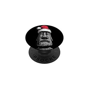 Costume de Statue de Moai drôle au Look de Noël PopSockets PopGrip Adhésif