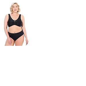 Ulla Popken Jusqu'au 145G, Soutien-Gorge de Maintien, Style brassi&egrave;re, rembourr&eacute; et sans Armatures, Bretelles Larges, n'entaille Pas la Peau Noir 100F 659343100-100F