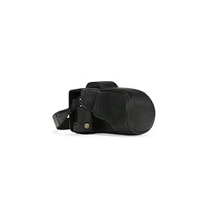 MegaGear MG990 Etui de Protection avec Bandoulière/Accès Batterie en Cuir pour Appareil Photo Olympus Om-D E-M5 Mark II 12-40mm Noir
