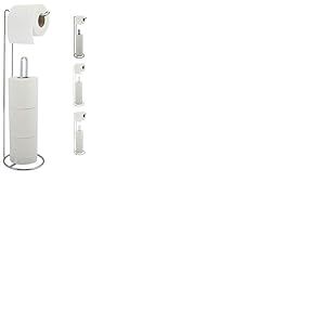 MSV, Porte-Rouleau Papier WC sur Pied, Modèle Amy en Acier, Porte Papier Toilette sur Pied, pour Stocker 3 Rouleaux,dérouleur de Papier hygiénique,15x15x54cm, Argent Brillant