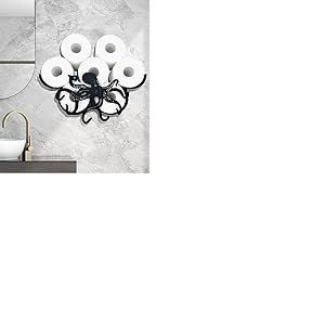 Euiroet Porte-Papier Toilette Mural en métal en Forme de Pieuvre, Support de Papier Toilette décoratif en métal, Support de Papier Toilette Mignon pour Salle de Bain, Organiseur Mural de Papier