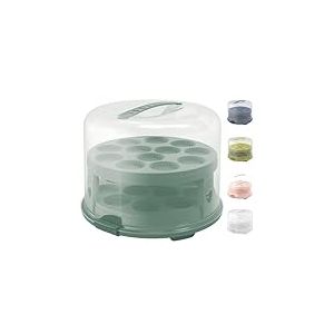 Rotho Fresh Cloche à gâteau haute avec plateaux, plastique de qualité alimentaire (PP), sans BPA, turquoise/transparent, 35,5 x 34,5 x 26 cm