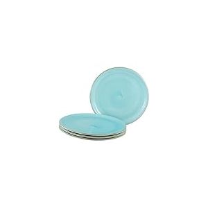 CreaTable, 34045, Série Vintage Nature Aqua, ensemble de vaisselle 4 pièces, assiette à pizza en porcelaine, compatible lave-vaisselle et micro-ondes, Fabriqué en Europe.