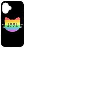 Chat né en 1991 Ans Anniversaire Maman de chat Papa de chat Coque pour iPhone 16