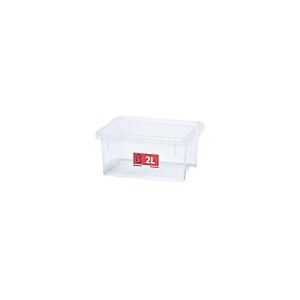 SUNDIS View Box, petite boîte de rangement en plastique avec couvercle, 2l, transparent, superposable et empilable, idéale pour cosmétiques, bijoux, stylos, feutres, accessoires de couture, perles
