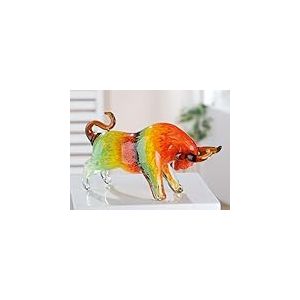 GILDE GLAS art Figurine décorative Taureau - Sculpture Animale fabriquée à la Main - Verre Massif teinté dans la Masse - Cadeau et décoration - Multicolore - Largeur 30 cm