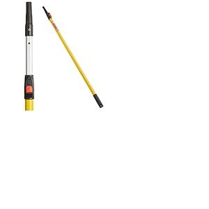 ProDec Manche télescopique 1,2-2,4 m en fibre de verre et aluminium à bouton poussoir pour montures de rouleau, compatible avec les montures à visser et à emboîter