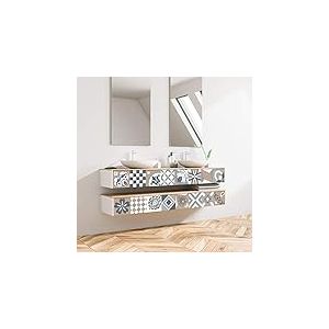 Stickers Meubles Cuisine - Sticker Mural - Carreaux de Ciment adhésif Meuble - Stickers Muraux azulejos - Sticker Carrelage adhesif Meuble Salle de Bain 15 x 15 cm - 24 pcs Carreau de Ciment adhesif