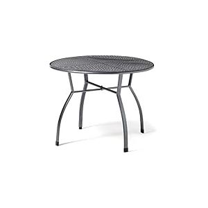 greemotion Table de jardin ronde Toulouse de 100 cm de diamètre – Table ronde grise en acier – Table extérieure pour 4 personnes - Table à manger design – Table moderne inoxydable