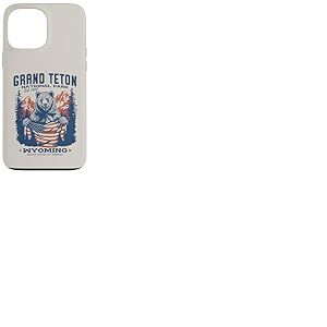 Drapeau Patriotique Grand Teton Park Bear Coque pour iPhone 13 Pro Max