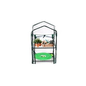 Kinzo Serre de Jardin 45 x 50 x 80 cm - Mini Serre avec 2 &Eacute;tag&egrave;res - Abri de Jardin Compact pour Plantes et Potager - R&eacute;sistante aux Intemp&eacute;ries et Transparente