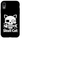 Arts graphiques Chat Pirates Halloween Tête de mort effrayante et os croisés Coque pour iPhone XR