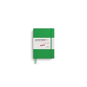 LEUCHTTURM1917 372630 Agenda semainier 2026, format moyen A5, 18 mois, 07.2025-12.2026, couverture rigide, motif : feuille de printemps, en allemand
