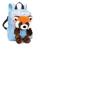 NICI Sac &agrave; Dos pour Enfants Bleu 2 en 1 avec Peluche Panda Rouge 25cm - Sac &agrave; Dos pour Enfants Filles & gar&ccedil;ons, Dos Souple & Sangles r&eacute;glables - 49852