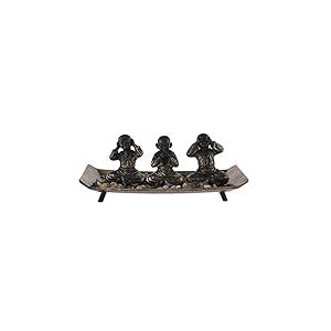 lachineuse - Jardin Zen Japonais - 3 Bonzes sur Plateau - Philosophie Bouddhiste - Décoration Zen - Intérieur Maison Bureau - Idée Cadeau Japon - Déco Asie